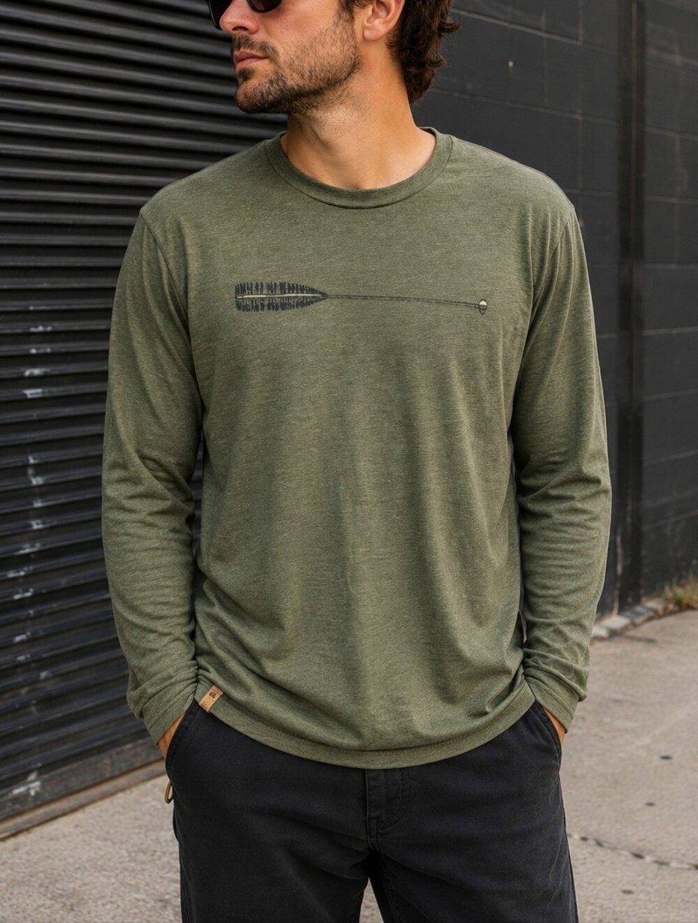 Tentree Men's Green Long Sleeve Shirt Size L/XL Organic Cotton Blend Graphic Tee